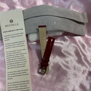 Michele Cherry Red Leather Watch Strap